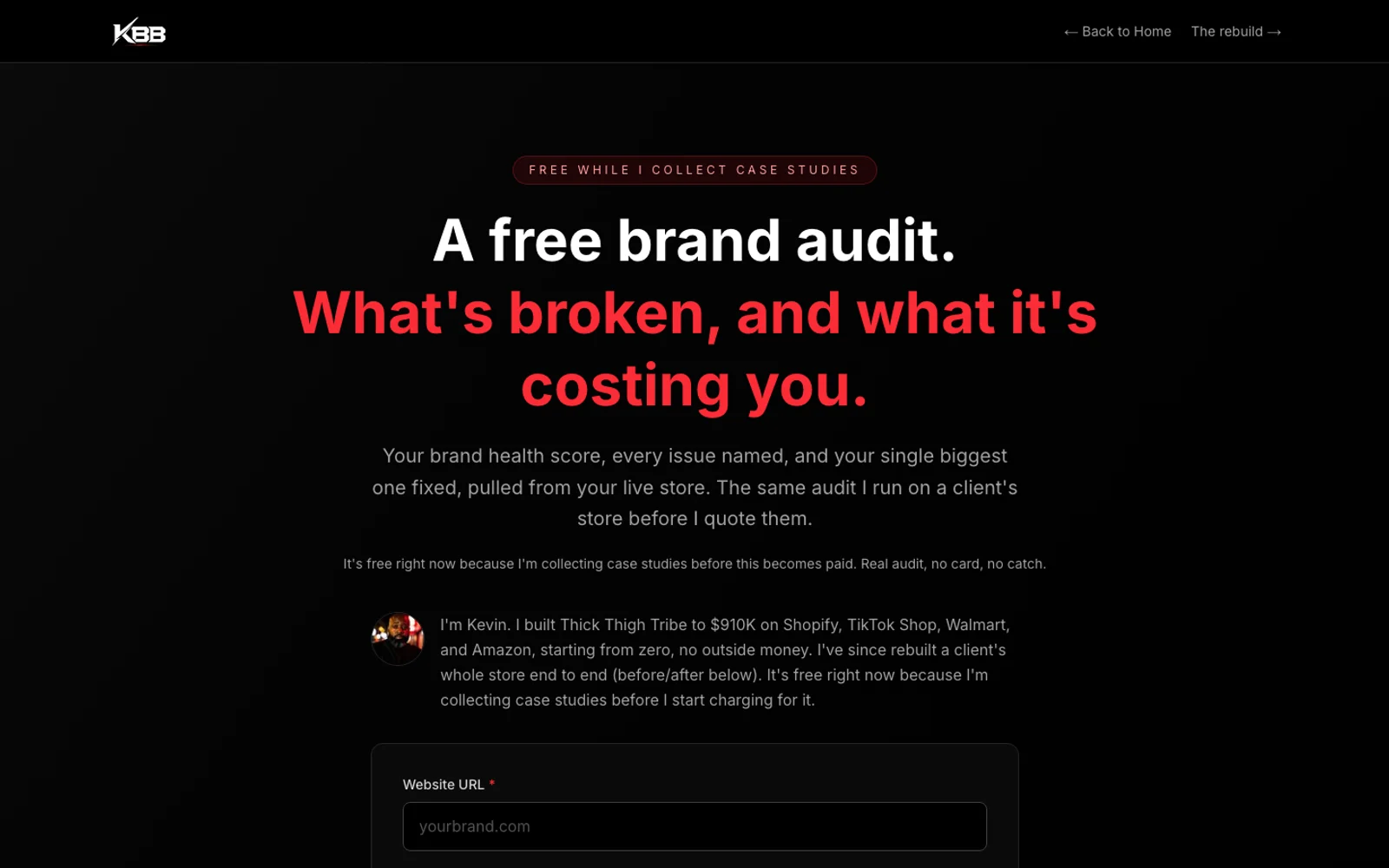 Kevin Builds Brands — Free audit intake
